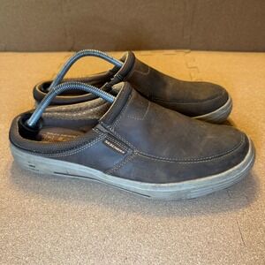 Skechers Mens Relaxed Fit Skech-Air Slip On Mule Brown Leather Shoes 65097W 10.5